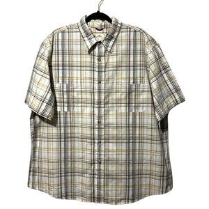 Men's Plaid Dockers Short Sleeve Button Down Shirt With Pockets XL
